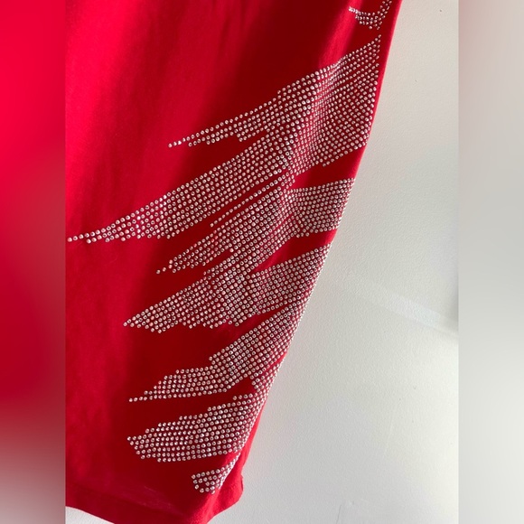 Electric Red Studded Sparkly Mini Dress - Picture 5 of 6